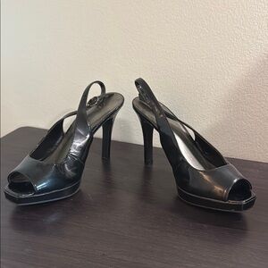 FIONI Clothing Black Patent Slingback Heels